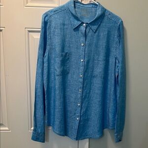 Lilly Pulitzer Linen Sea View Button Down Top